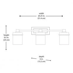 Hampton Bay Cade 3-Light 20.25 in. Brushed Nickel Transitional Hardwired Bathroom Vanity Light with Frosted Glass Shades -Hampton Bay Shop brushed nickel hampton bay vanity lighting nb33307 77 1000