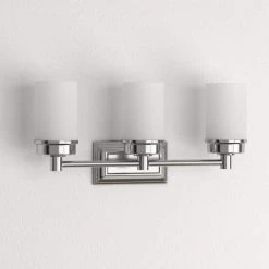 Hampton Bay Cade 3-Light 20.25 in. Brushed Nickel Transitional Hardwired Bathroom Vanity Light with Frosted Glass Shades -Hampton Bay Shop brushed nickel hampton bay vanity lighting nb33307 a0 1000
