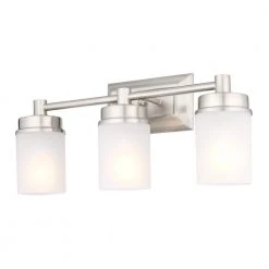 Hampton Bay Cade 3-Light 20.25 in. Brushed Nickel Transitional Hardwired Bathroom Vanity Light with Frosted Glass Shades -Hampton Bay Shop brushed nickel hampton bay vanity lighting nb33307 c3 1000