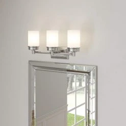 Hampton Bay Cade 3-Light 20.25 in. Brushed Nickel Transitional Hardwired Bathroom Vanity Light with Frosted Glass Shades -Hampton Bay Shop brushed nickel hampton bay vanity lighting nb33307 d4 1000