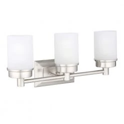 Hampton Bay Cade 3-Light 20.25 in. Brushed Nickel Transitional Hardwired Bathroom Vanity Light with Frosted Glass Shades -Hampton Bay Shop brushed nickel hampton bay vanity lighting nb33307 fa 1000