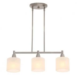 Hampton Bay Oron 3-Light Brushed Steel Island Light with White Glass Shades 23 Hampton Bay Oron 3-Light Brushed Steel Island Light with White Glass Shades -Hampton Bay Shop brushed steel hampton bay chandeliers hdp12070 4f 1000