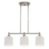 Hampton Bay Oron 3-Light Brushed Steel Island Light with White Glass Shades