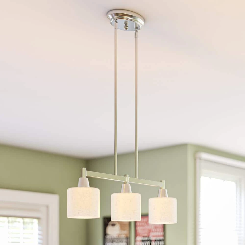 Hampton Bay Oron 3-Light Brushed Steel Island Light with White Glass Shades 8 Hampton Bay Oron 3-Light Brushed Steel Island Light with White Glass Shades - Image 8