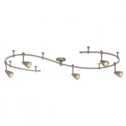 Hampton Bay 10 ft. 5-Light Brushed Steel Line-Voltage Flexible Track Light Kit with Mesh Shades