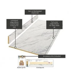 Hampton Bay Wilsonart 4 ft. Laminate Countertop Kit Included in Gloss Calcutta Marble/Textured Gloss with Full Wrap Ogee Edge -Hampton Bay Shop calcutta marble hampton bay laminate countertops 12337kt04n4925 66 1000