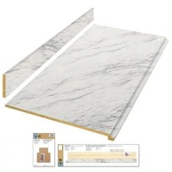 Hampton Bay Wilsonart 6 ft. Laminate Countertop Kit Included in Gloss Calcutta Marble/Textured Gloss with Full Wrap Ogee Edge