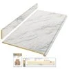 Hampton Bay Wilsonart 8 ft. Laminate Countertop Kit Included in Gloss Calcutta Marble/Textured Gloss with Full Wrap Ogee Edge