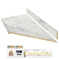 Hampton Bay Wilsonart 8 ft. Laminate Countertop Kit Included in Gloss Calcutta Marble/Textured Gloss with Full Wrap Ogee Edge