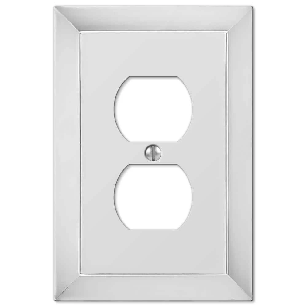 Hampton Bay Studio 1 Gang Duplex Metal Wall Plate - Polished Chrome 1 Hampton Bay Studio 1 Gang Duplex Metal Wall Plate - Polished Chrome