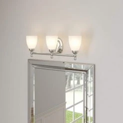 Hampton Bay Solomone 22 in. 3-Light Traditional Polished Chrome Bathroom Vanity Light with Opal Glass Shades -Hampton Bay Shop chrome hampton bay vanity lighting cp3563 1d 1000