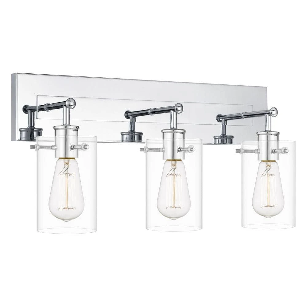 Hampton Bay Regan 21 in. 3-Light Chrome Bathroom Vanity Light with Clear Glass Shades 8 Hampton Bay Regan 21 in. 3-Light Chrome Bathroom Vanity Light with Clear Glass Shades - Image 8