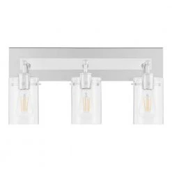 Hampton Bay Regan 21 in. 3-Light Chrome Bathroom Vanity Light with Clear Glass Shades