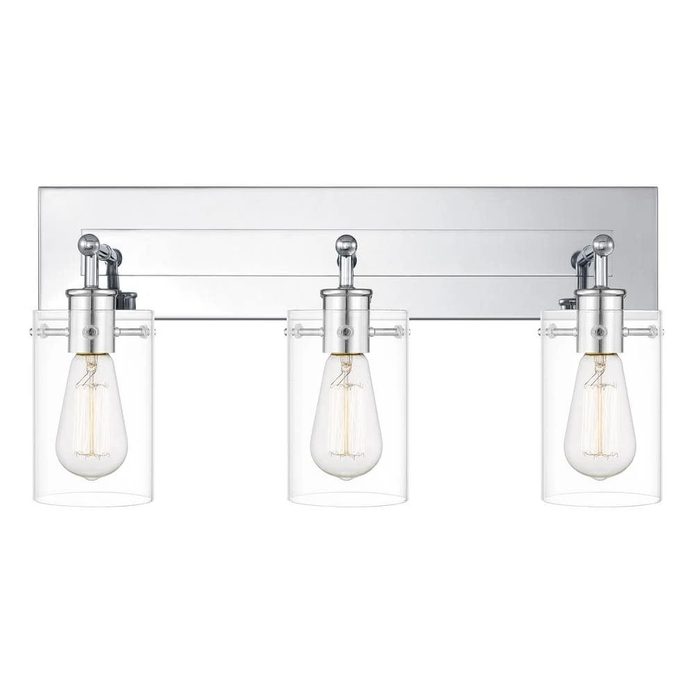 Hampton Bay Regan 21 in. 3-Light Chrome Bathroom Vanity Light with Clear Glass Shades 6 Hampton Bay Regan 21 in. 3-Light Chrome Bathroom Vanity Light with Clear Glass Shades - Image 6