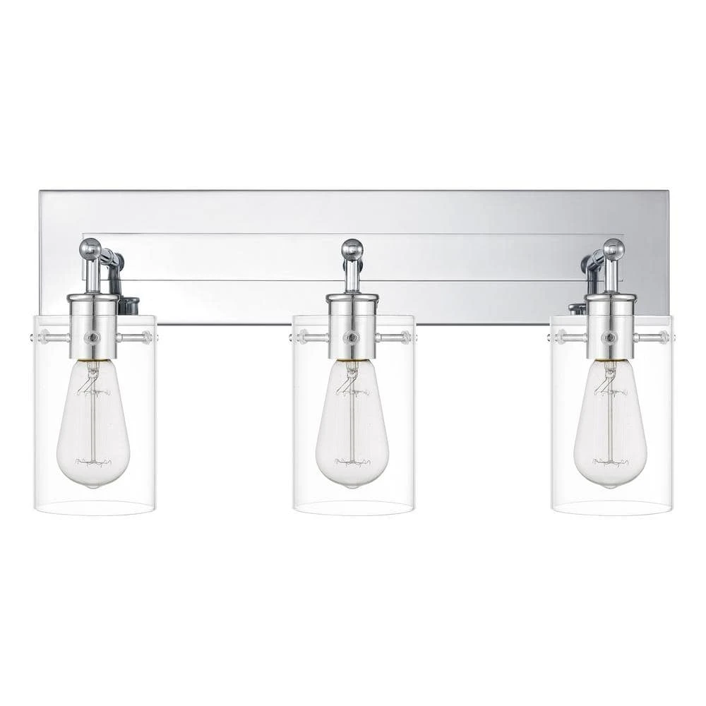 Hampton Bay Regan 21 in. 3-Light Chrome Bathroom Vanity Light with Clear Glass Shades 7 Hampton Bay Regan 21 in. 3-Light Chrome Bathroom Vanity Light with Clear Glass Shades - Image 7