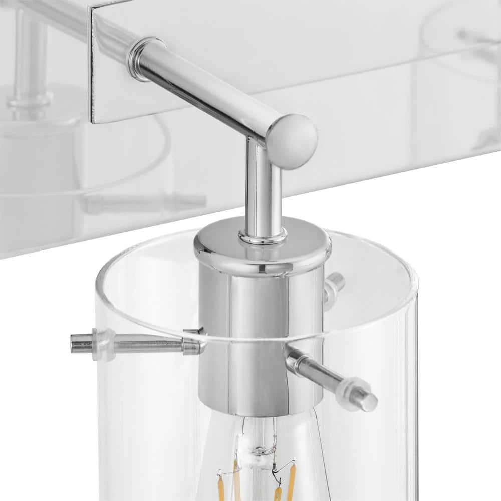 Hampton Bay Regan 29.25 in. 4-Light Chrome Bathroom Vanity Light with Clear Glass Shades 3 Hampton Bay Regan 29.25 in. 4-Light Chrome Bathroom Vanity Light with Clear Glass Shades - Image 3