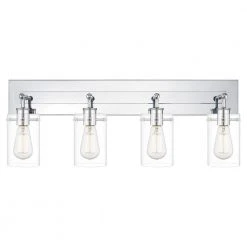 Hampton Bay Regan 29.25 in. 4-Light Chrome Bathroom Vanity Light with Clear Glass Shades 12 Hampton Bay Regan 29.25 in. 4-Light Chrome Bathroom Vanity Light with Clear Glass Shades -Hampton Bay Shop chrome hampton bay vanity lighting dshd19574v7 77 1000