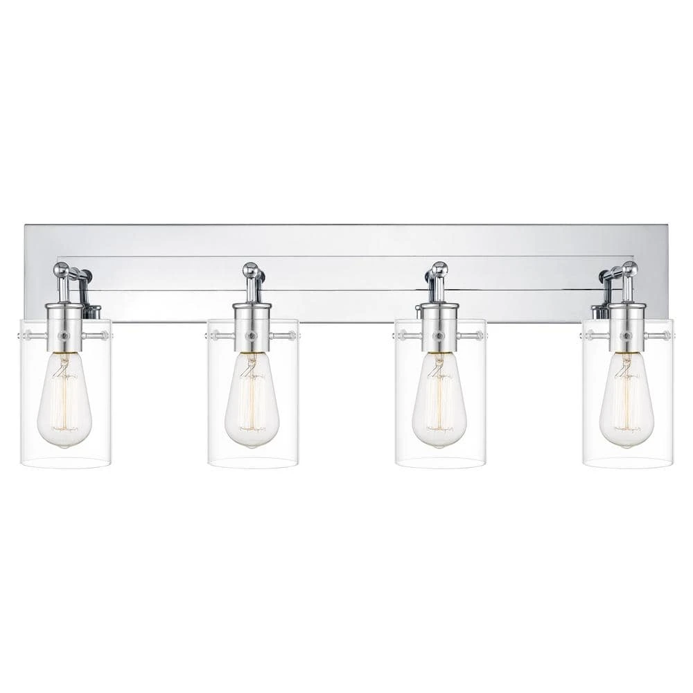 Hampton Bay Regan 29.25 in. 4-Light Chrome Bathroom Vanity Light with Clear Glass Shades 6 Hampton Bay Regan 29.25 in. 4-Light Chrome Bathroom Vanity Light with Clear Glass Shades - Image 6
