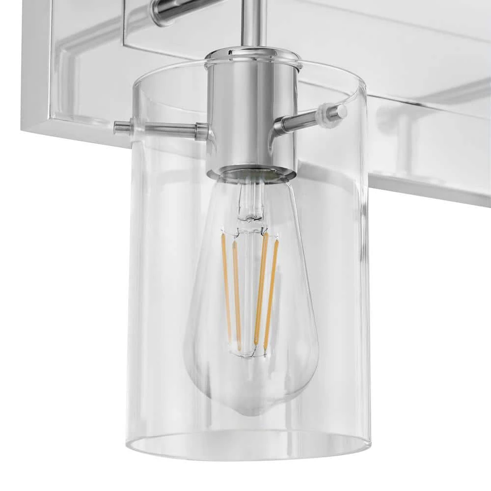 Hampton Bay Regan 29.25 in. 4-Light Chrome Bathroom Vanity Light with Clear Glass Shades 4 Hampton Bay Regan 29.25 in. 4-Light Chrome Bathroom Vanity Light with Clear Glass Shades - Image 4