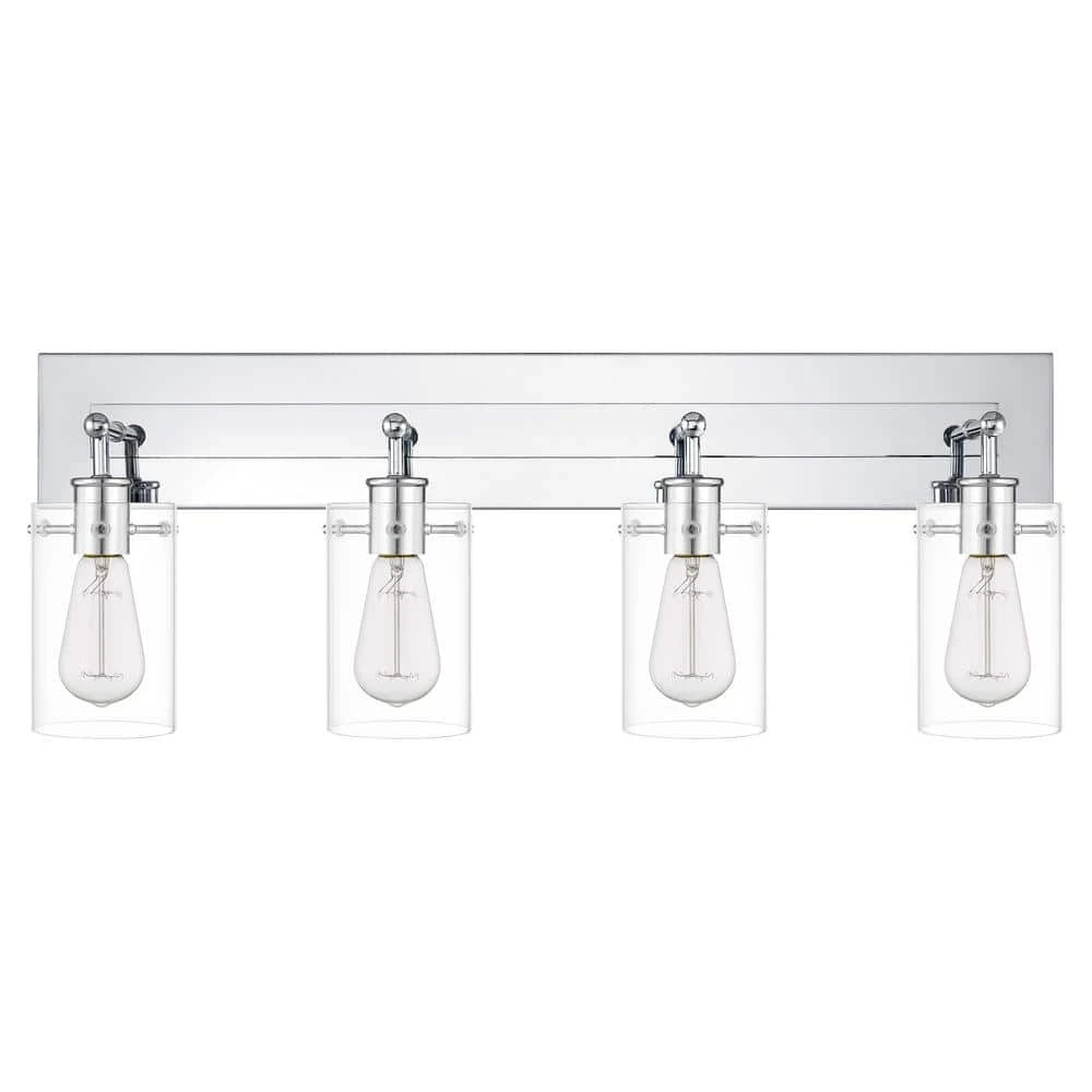 Hampton Bay Regan 29.25 in. 4-Light Chrome Bathroom Vanity Light with Clear Glass Shades 7 Hampton Bay Regan 29.25 in. 4-Light Chrome Bathroom Vanity Light with Clear Glass Shades - Image 7