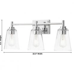 Hampton Bay Wakefield 22 in. 3-Light Chrome Modern Wall Mount Sconce Light with Clear Glass Shades -Hampton Bay Shop chrome hampton bay vanity lighting hb3681 07 31 1000