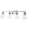 Hampton Bay Wakefield 31 in. 4-Light Chrome Modern Wall Mount Sconce Light with Clear Glass Shades
