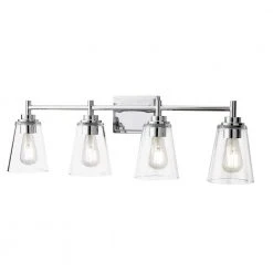 Hampton Bay Wakefield 31 in. 4-Light Chrome Modern Wall Mount Sconce Light with Clear Glass Shades