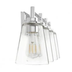 Hampton Bay Wakefield 31 in. 4-Light Chrome Modern Wall Mount Sconce Light with Clear Glass Shades -Hampton Bay Shop chrome hampton bay vanity lighting hb3682 07 a0 1000