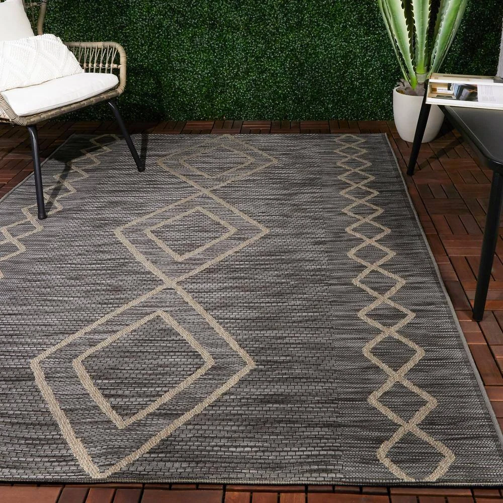 Hampton Bay Diamond Dark Brown 8 ft. x 10 ft. Indoor/Outdoor Area Rug 2 Hampton Bay Diamond Dark Brown 8 ft. x 10 ft. Indoor/Outdoor Area Rug - Image 2