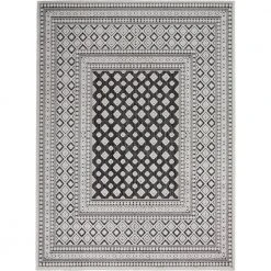 Hampton Bay Calobra Dark Grey 5 ft. x 7 ft. Geometric transitional Indoor/Outdoor Area Rug