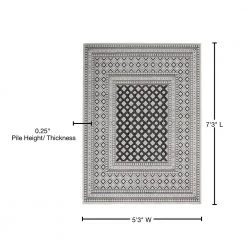 Hampton Bay Calobra Dark Grey 5 ft. x 7 ft. Geometric transitional Indoor/Outdoor Area Rug -Hampton Bay Shop dark grey hampton bay area rugs 773043 76 1000