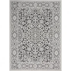Hampton Bay Calobra Dark Grey 9 ft. x 12 ft. Geometric Contemporary Indoor/Outdoor Area Rug