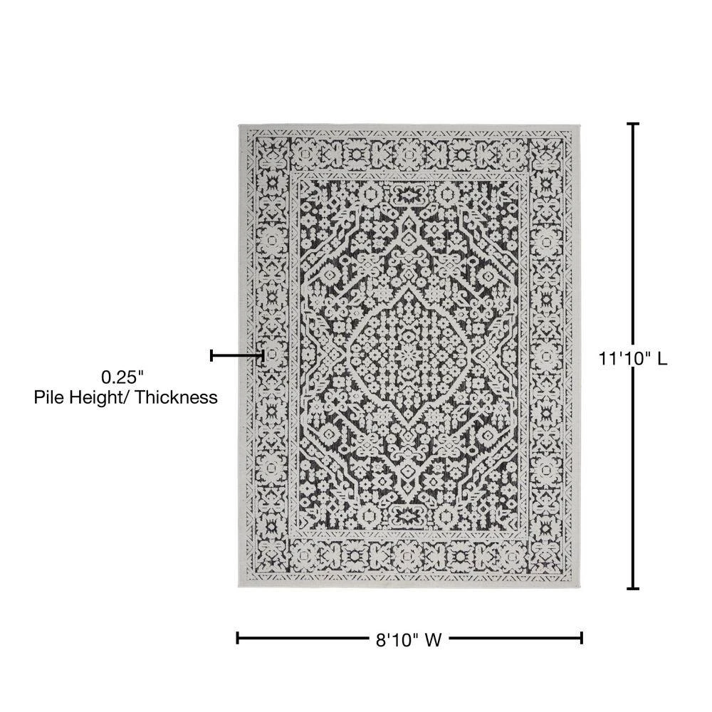 Hampton Bay Calobra Dark Grey 9 ft. x 12 ft. Geometric Contemporary Indoor/Outdoor Area Rug 8 Hampton Bay Calobra Dark Grey 9 ft. x 12 ft. Geometric Contemporary Indoor/Outdoor Area Rug - Image 8