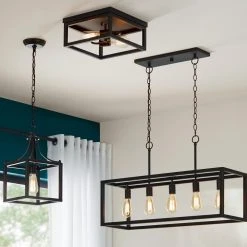 Hampton Bay Boswell Quarter 5-Light Distressed Black Industrial Linear Island Hanging Chandelier for Kitchen -Hampton Bay Shop distressed black hampton bay chandeliers 7965hbdbdi 1f 1000