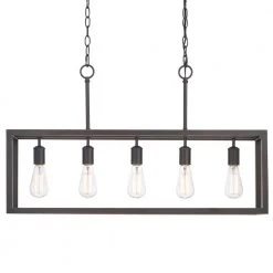 Hampton Bay Boswell Quarter 5-Light Distressed Black Industrial Linear Island Hanging Chandelier for Kitchen -Hampton Bay Shop distressed black hampton bay chandeliers 7965hbdbdi c3 1000