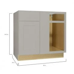 Hampton Bay Shaker Dove Gray Stock Assembled Blind Base Corner Kitchen Cabinet (36 in. x 34.5 in. x 24 in.) -Hampton Bay Shop dove gray hampton bay assembled kitchen cabinets kbbc45 sdv 40 1000