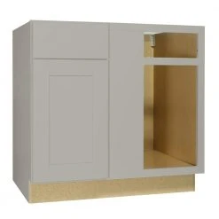 Hampton Bay Shaker Dove Gray Stock Assembled Blind Base Corner Kitchen Cabinet (36 in. x 34.5 in. x 24 in.)