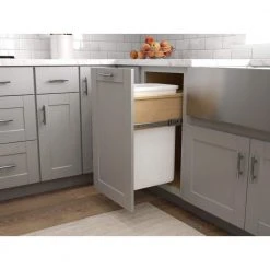 Hampton Bay Shaker Dove Gray Stock Assembled Pull Out Trash Can Base Kitchen Cabinet (18 in. x 34.5 in. x 24 in.) -Hampton Bay Shop dove gray hampton bay assembled kitchen cabinets kbw18 sdv 76 1000