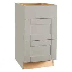 Hampton Bay Shaker Dove Gray Stock Assembled Drawer Base Kitchen Cabinet with Drawer Glides (18 in. x 34.5 in. x 24 in.)