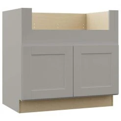 Hampton Bay Shaker Dove Gray Stock Assembled Farmhouse Apron-Front Sink Base Kitchen Cabinet (36 in. x 34.5 in. x 24 in.)