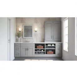Hampton Bay Shaker Assembled 30x18x12 in. Wall Flex Kitchen Cabinet with Shelves and Dividers in Dove Gray -Hampton Bay Shop dove gray hampton bay kitchen wall shelves kwfc3018 dv 66 1000