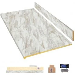 Hampton Bay Wilsonart 4 ft. Laminate Countertop Kit Included in Textured Drama Marble with Eased Edge