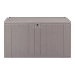 Hampton Bay 110 Gal. Grey Resin Wood Look Outdoor Storage Deck Box with Lockable Lid -Hampton Bay Shop driftwood gray hampton bay deck boxes hbdb110wlggs sl 1d 1000
