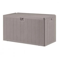 Hampton Bay 110 Gal. Grey Resin Wood Look Outdoor Storage Deck Box with Lockable Lid -Hampton Bay Shop driftwood gray hampton bay deck boxes hbdb110wlggs sl 66 1000