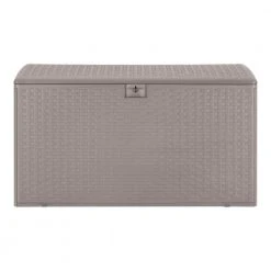 Hampton Bay 120 Gal. Grey Resin Wicker Outdoor Storage Deck Box with Lockable Lid 12 Hampton Bay 120 Gal. Grey Resin Wicker Outdoor Storage Deck Box with Lockable Lid -Hampton Bay Shop driftwood gray hampton bay deck boxes hbdb120g gs 1d 1000