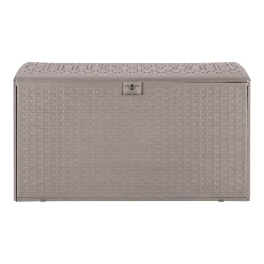Hampton Bay 120 Gal. Grey Resin Wicker Outdoor Storage Deck Box with Lockable Lid 5 Hampton Bay 120 Gal. Grey Resin Wicker Outdoor Storage Deck Box with Lockable Lid - Image 5