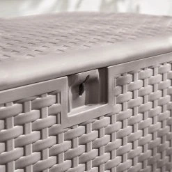 Hampton Bay 120 Gal. Grey Resin Wicker Outdoor Storage Deck Box with Lockable Lid 10 Hampton Bay 120 Gal. Grey Resin Wicker Outdoor Storage Deck Box with Lockable Lid -Hampton Bay Shop driftwood gray hampton bay deck boxes hbdb120g gs 40 1000