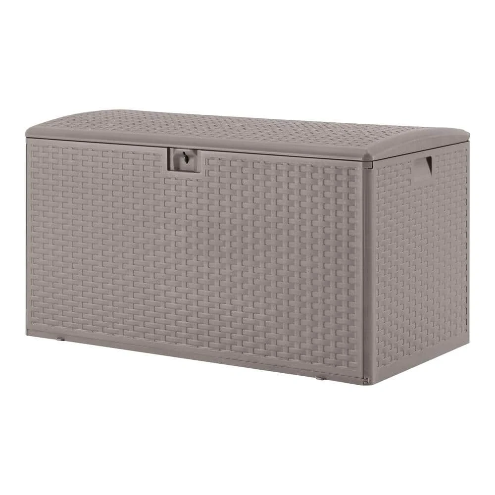 Hampton Bay 120 Gal. Grey Resin Wicker Outdoor Storage Deck Box with Lockable Lid 6 Hampton Bay 120 Gal. Grey Resin Wicker Outdoor Storage Deck Box with Lockable Lid - Image 6