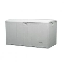 Hampton Bay 130 Gal. Grey Resin Wood Look Outdoor Storage Deck Box with Lockable Lid -Hampton Bay Shop driftwood gray hampton bay deck boxes hbdb130wlg gs 4f 1000