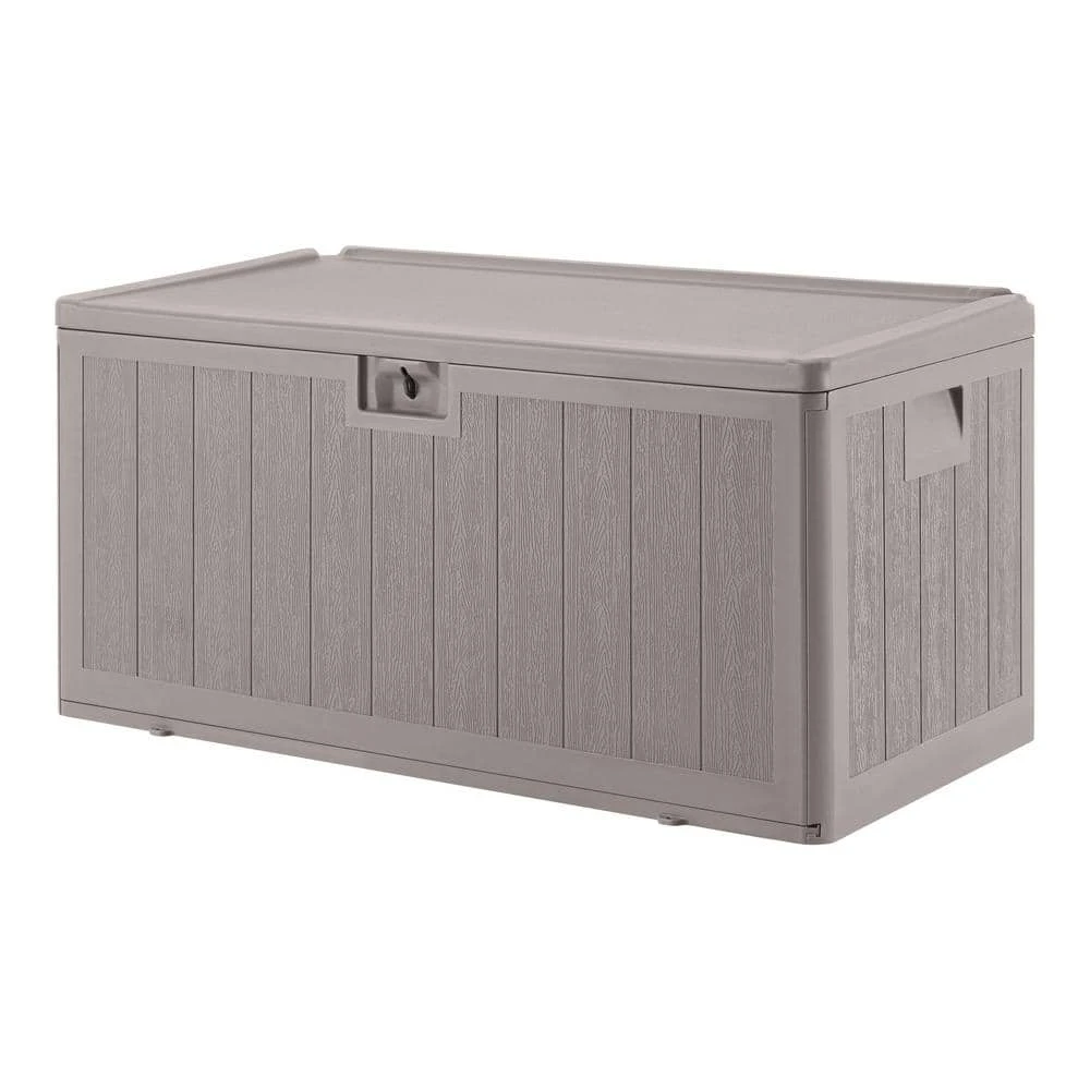 Hampton Bay 50 Gal. Grey Resin Wood Look Outdoor Storage Deck Box with Lockable Lid 6 Hampton Bay 50 Gal. Grey Resin Wood Look Outdoor Storage Deck Box with Lockable Lid - Image 6